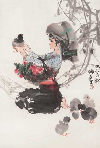 史国良 少女 镜心